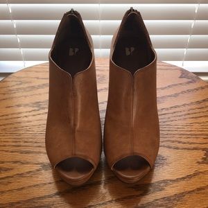 bp. NORDSTROM Brown Leather Open Toe Wedges - 9